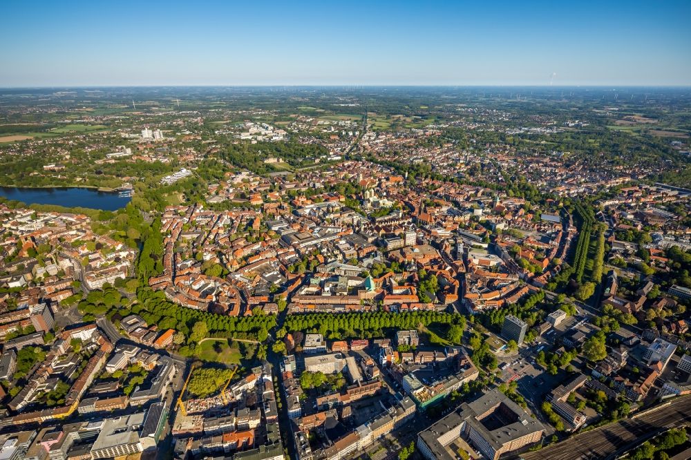 Luftbild Münster - Stadtansicht vom Innenstadtbereich im Ortsteil Altstadt in Münster im Bundesland Nordrhein-Westfalen, Deutschland