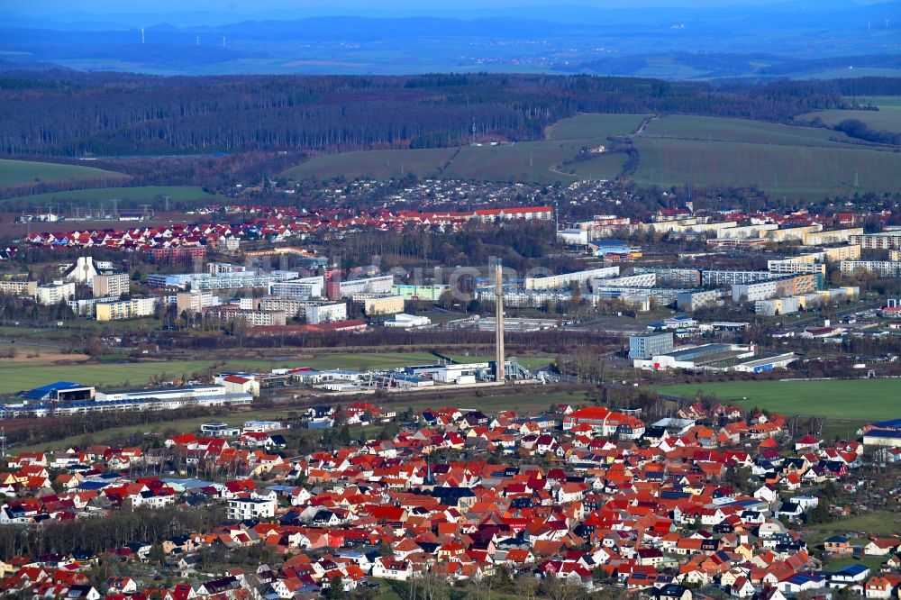 Luftbild Leinefelde-Worbis - Stadtansicht vom Innenstadtbereich im Ortsteil Birkungen in Leinefelde-Worbis im Bundesland Thüringen, Deutschland