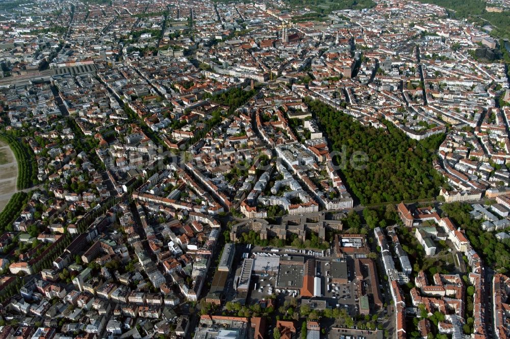 Luftaufnahme München - Stadtansicht vom Innenstadtbereich im Ortsteil Glockenbachviertel in München im Bundesland Bayern, Deutschland