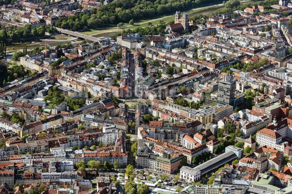 Luftbild München - Stadtansicht vom Innenstadtbereich im Ortsteil Glockenbachviertel in München im Bundesland Bayern, Deutschland