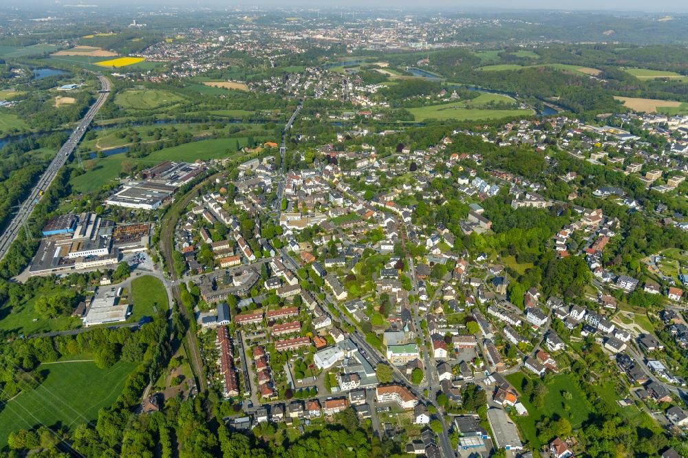 Witten von oben - Stadtansicht vom Innenstadtbereich im Ortsteil Herbede in Witten im Bundesland Nordrhein-Westfalen, Deutschland