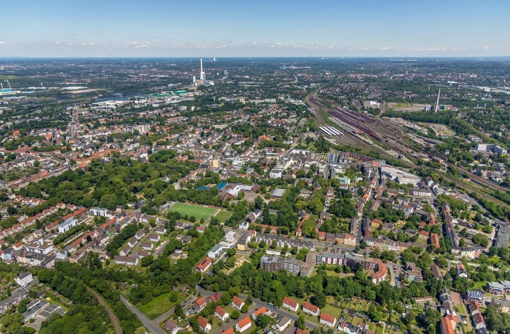 Luftaufnahme Herne - Stadtansicht vom Innenstadtbereich im Ortsteil Wanne-Eickel in Herne im Bundesland Nordrhein-Westfalen, Deutschland