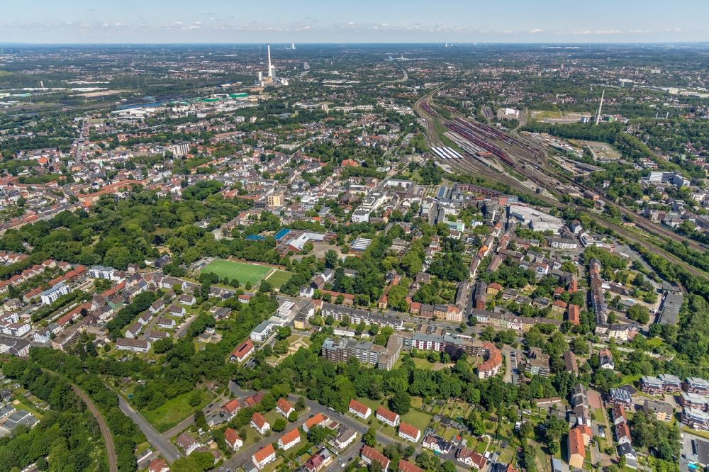 Herne von oben - Stadtansicht vom Innenstadtbereich im Ortsteil Wanne-Eickel in Herne im Bundesland Nordrhein-Westfalen, Deutschland
