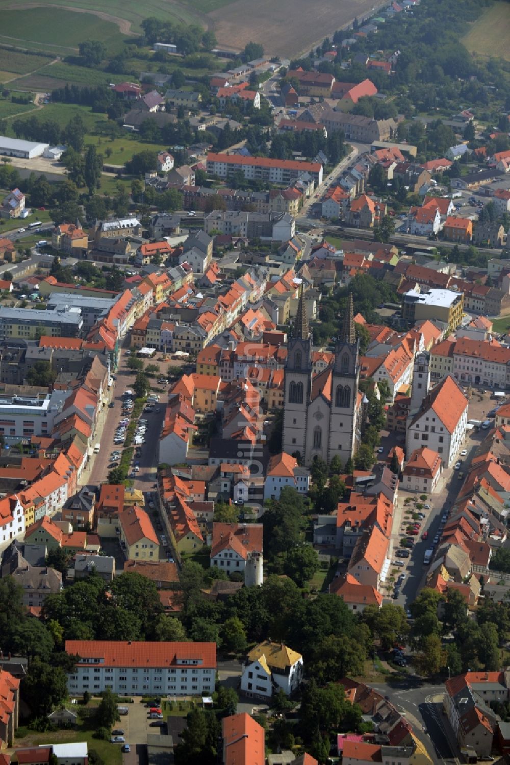 Luftbild Oschatz - Stadtansicht vom Innenstadtbereich in Oschatz im Bundesland Sachsen