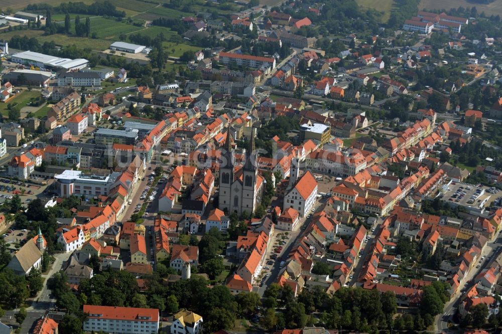 Luftaufnahme Oschatz - Stadtansicht vom Innenstadtbereich in Oschatz im Bundesland Sachsen