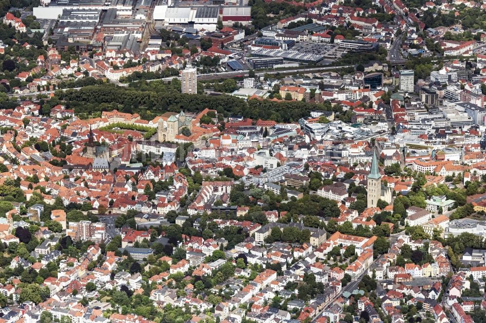 Osnabrück aus der Vogelperspektive: Stadtansicht vom Innenstadtbereich in Osnabrück im Bundesland Niedersachsen, Deutschland