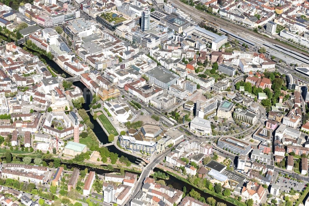 Pforzheim aus der Vogelperspektive: Stadtansicht vom Innenstadtbereich in Pforzheim im Bundesland Baden-Württemberg, Deutschland