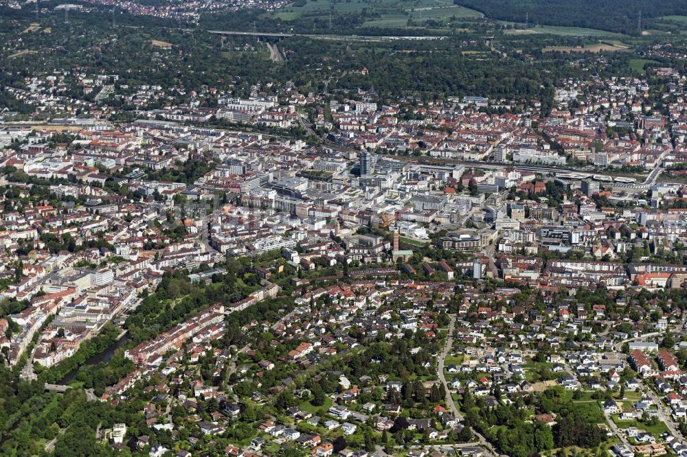 Pforzheim von oben - Stadtansicht vom Innenstadtbereich in Pforzheim im Bundesland Baden-Württemberg, Deutschland