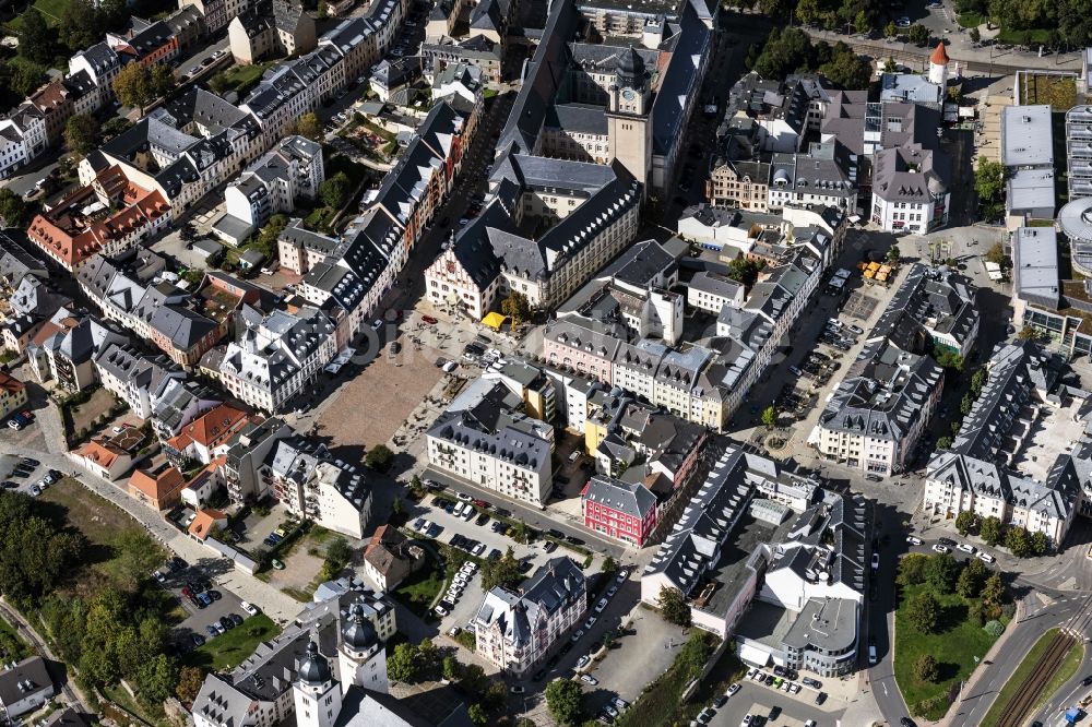 Luftaufnahme Plauen - Stadtansicht vom Innenstadtbereich in Plauen im Bundesland Sachsen, Deutschland