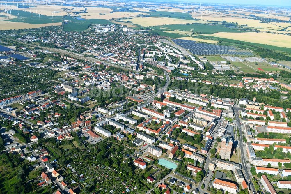Prenzlau von oben - Stadtansicht vom Innenstadtbereich in Prenzlau im Bundesland Brandenburg, Deutschland