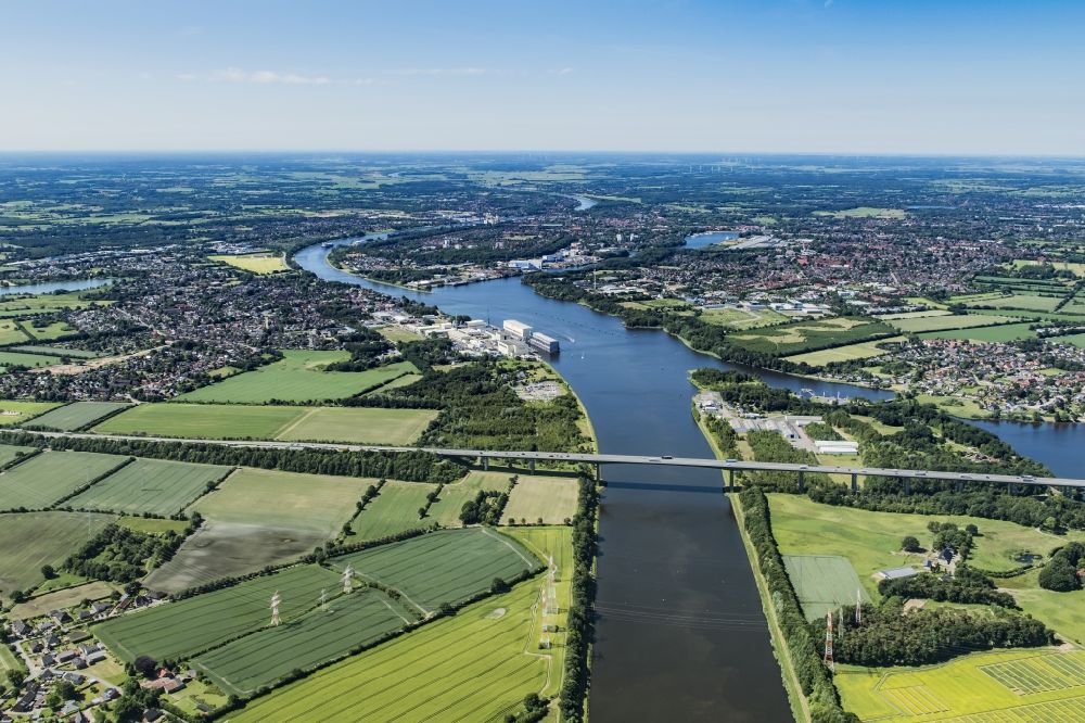 Büdelsdorf von oben - Stadtansicht vom Innenstadtbereich in Rendsburg im Bundesland Schleswig-Holstein, Deutschland
