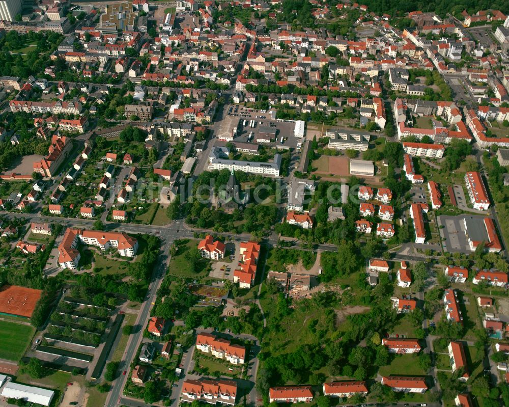 Riesa von oben - Stadtansicht vom Innenstadtbereich in Riesa im Bundesland Sachsen, Deutschland