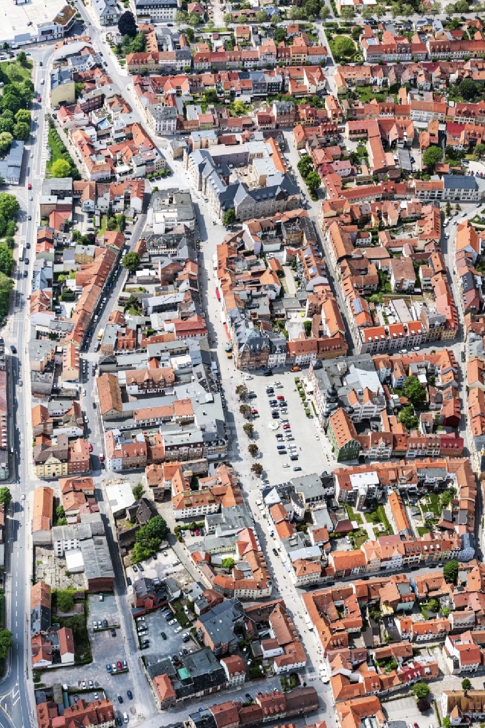 Luftaufnahme Rudolstadt - Stadtansicht vom Innenstadtbereich in Rudolstadt im Bundesland Thüringen, Deutschland