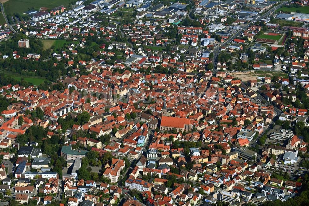 Schwabach von oben - Stadtansicht vom Innenstadtbereich in Schwabach im Bundesland Bayern, Deutschland