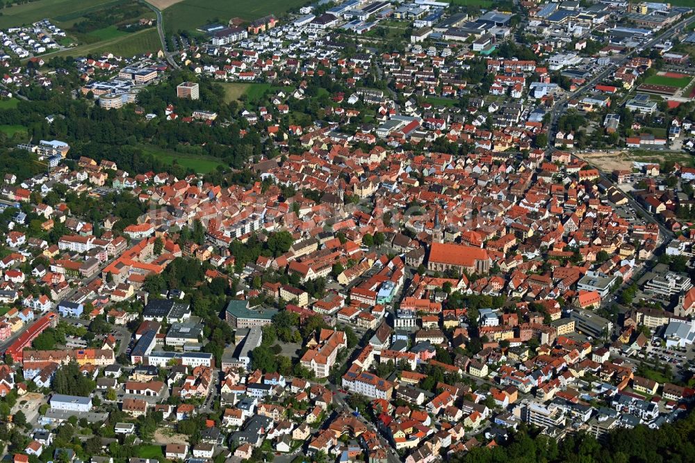Schwabach aus der Vogelperspektive: Stadtansicht vom Innenstadtbereich in Schwabach im Bundesland Bayern, Deutschland