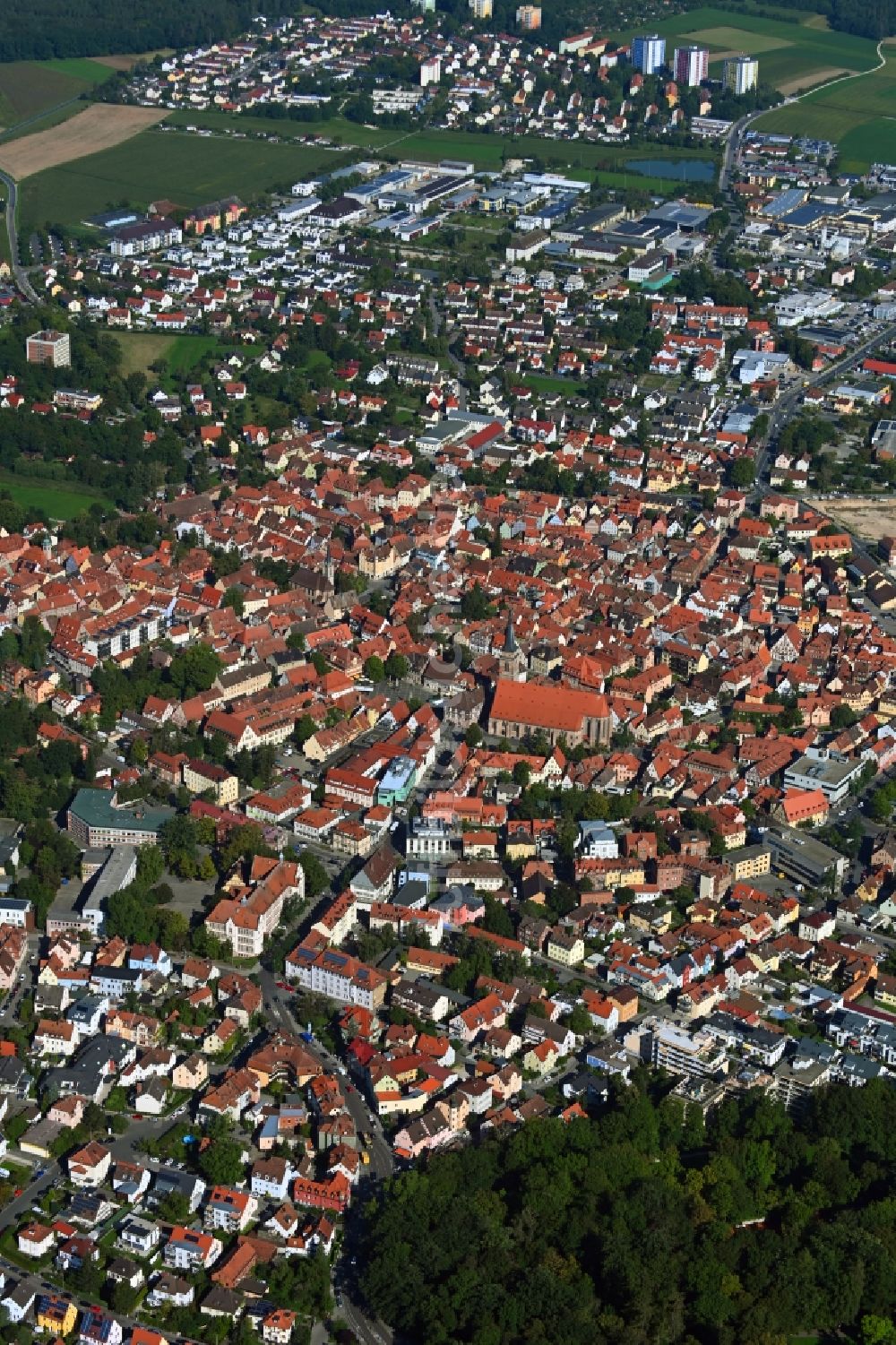 Luftbild Schwabach - Stadtansicht vom Innenstadtbereich in Schwabach im Bundesland Bayern, Deutschland