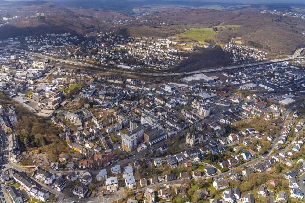 Luftaufnahme Siegen - Stadtansicht vom Innenstadtbereich in Siegen im Bundesland Nordrhein-Westfalen, Deutschland