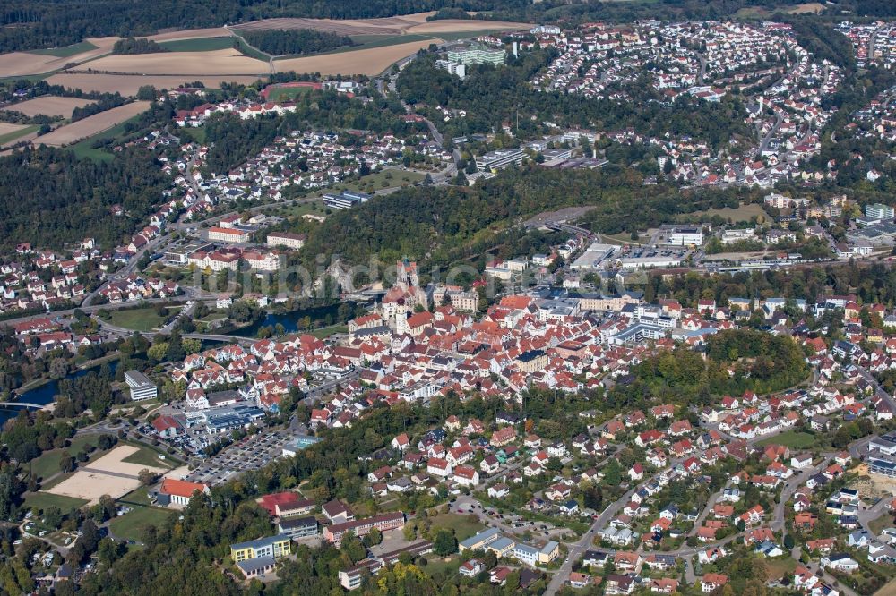 Sigmaringen aus der Vogelperspektive: Stadtansicht vom Innenstadtbereich in Sigmaringen im Bundesland Baden-Württemberg, Deutschland