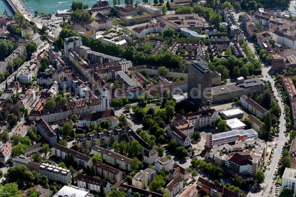 Luftaufnahme Konstanz - Stadtansicht vom Innenstadtbereich des Stadtteil Petershauen-West in Konstanz im Bundesland Baden-Württemberg, Deutschland