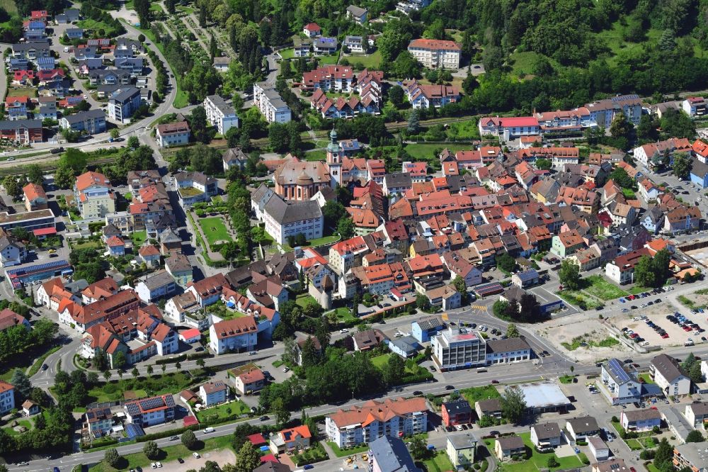 Luftaufnahme Waldshut-Tiengen - Stadtansicht vom Innenstadtbereich des Stadtteils Tiengen in Waldshut-Tiengen im Bundesland Baden-Württemberg, Deutschland