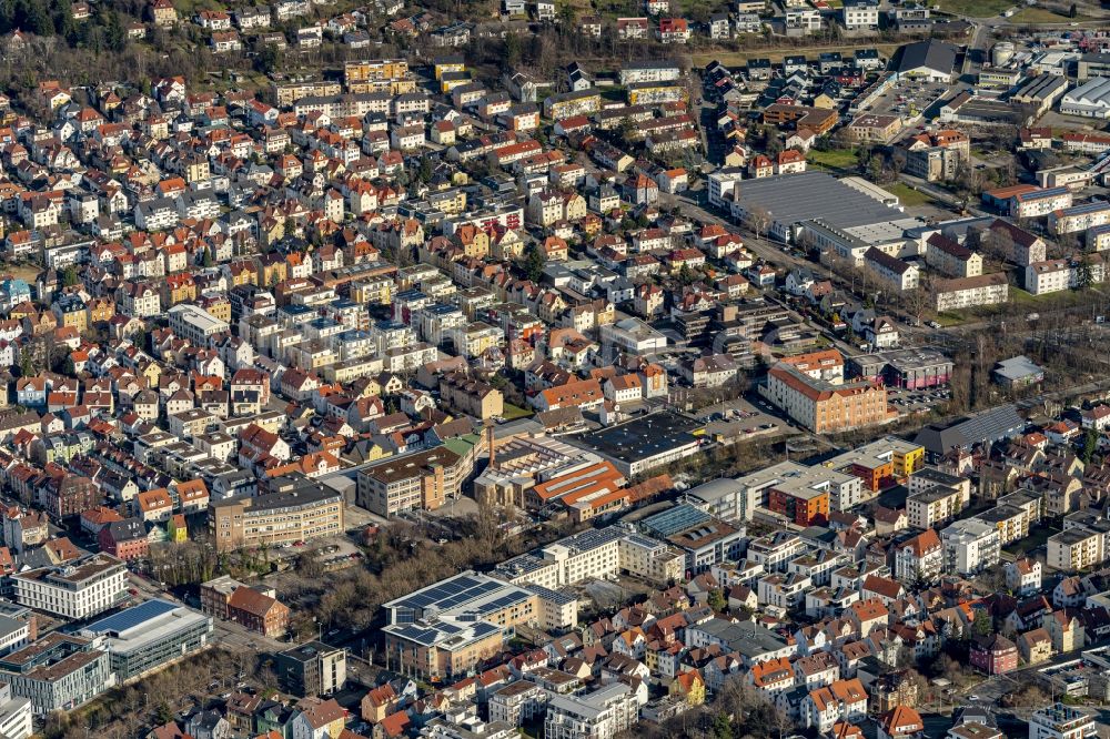 Luftbild Reutlingen - Stadtansicht vom Innenstadtbereich Strasse am Echatzufer in Reutlingen im Bundesland Baden-Württemberg, Deutschland