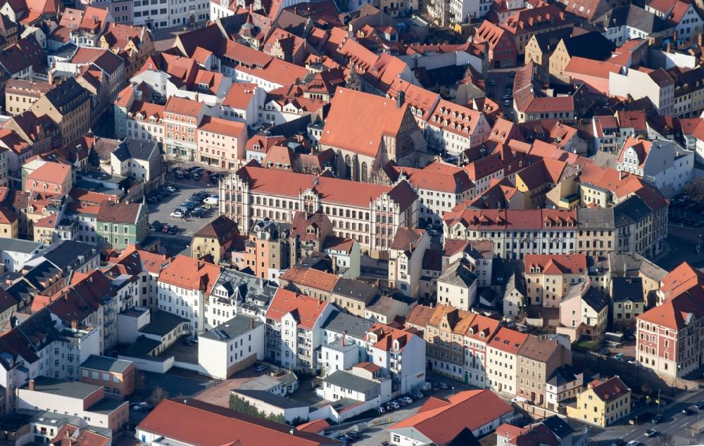Torgau von oben - Stadtansicht vom Innenstadtbereich in Torgau im Bundesland Sachsen