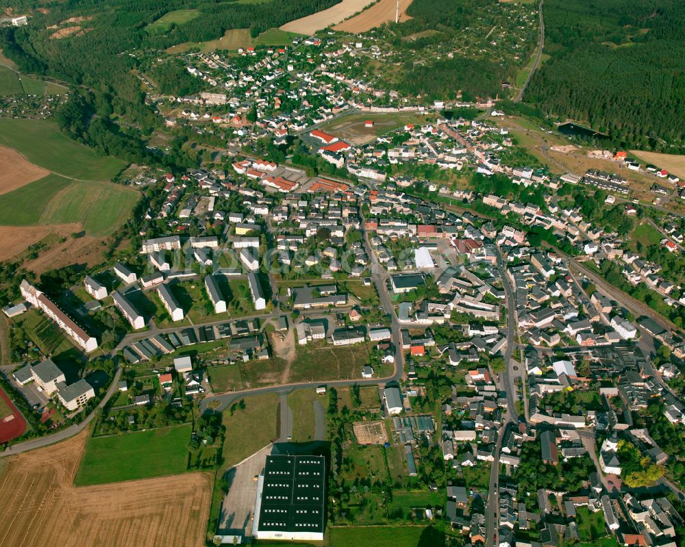 Triebes von oben - Stadtansicht vom Innenstadtbereich in Triebes im Bundesland Thüringen, Deutschland