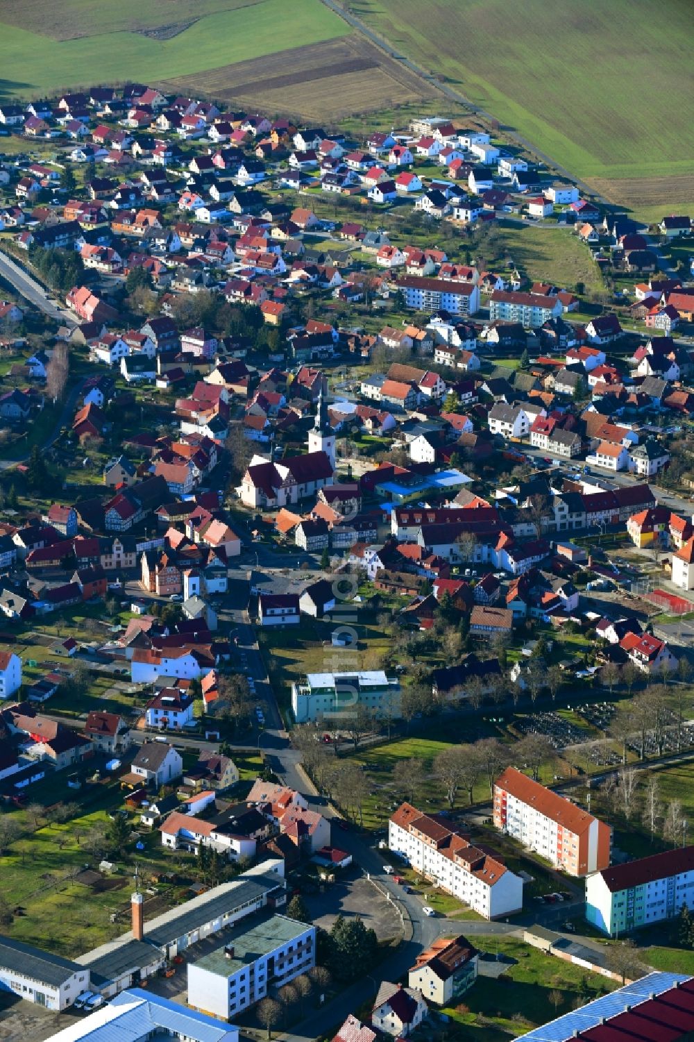 Luftaufnahme Uder - Stadtansicht vom Innenstadtbereich in Uder im Bundesland Thüringen, Deutschland