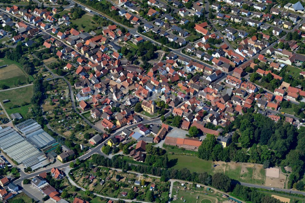 Uettingen aus der Vogelperspektive: Stadtansicht vom Innenstadtbereich in Uettingen im Bundesland Bayern, Deutschland