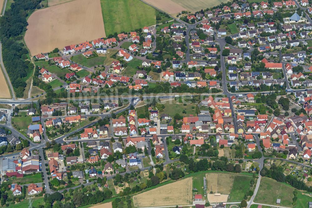 Uettingen von oben - Stadtansicht vom Innenstadtbereich in Uettingen im Bundesland Bayern, Deutschland