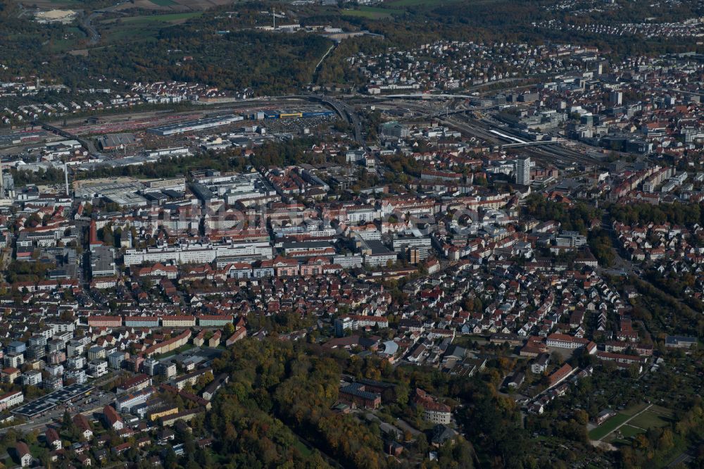 Ulm aus der Vogelperspektive: Stadtansicht vom Innenstadtbereich in Ulm im Bundesland Baden-Württemberg, Deutschland