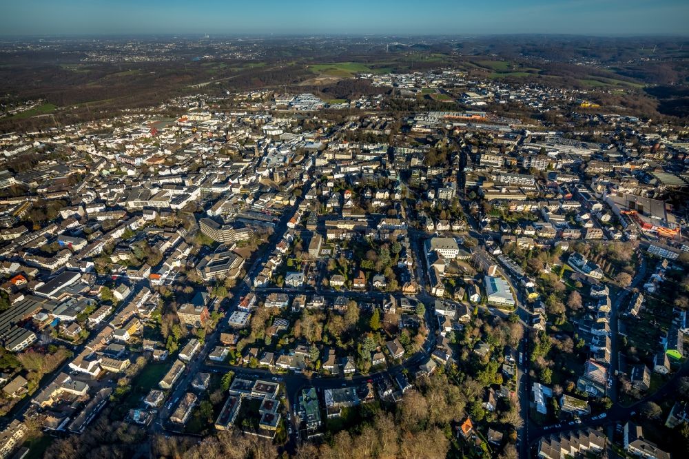 Velbert aus der Vogelperspektive: Stadtansicht vom Innenstadtbereich in Velbert im Bundesland Nordrhein-Westfalen, Deutschland