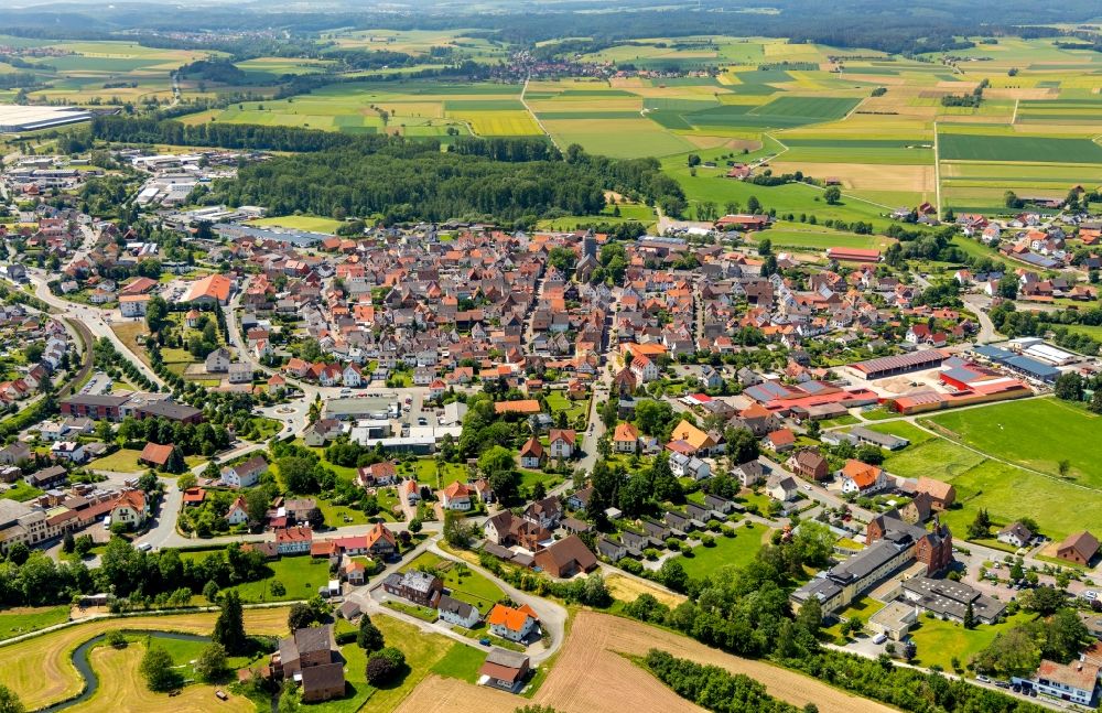 Luftbild Volkmarsen - Stadtansicht vom Innenstadtbereich in Volkmarsen im Bundesland Hessen, Deutschland