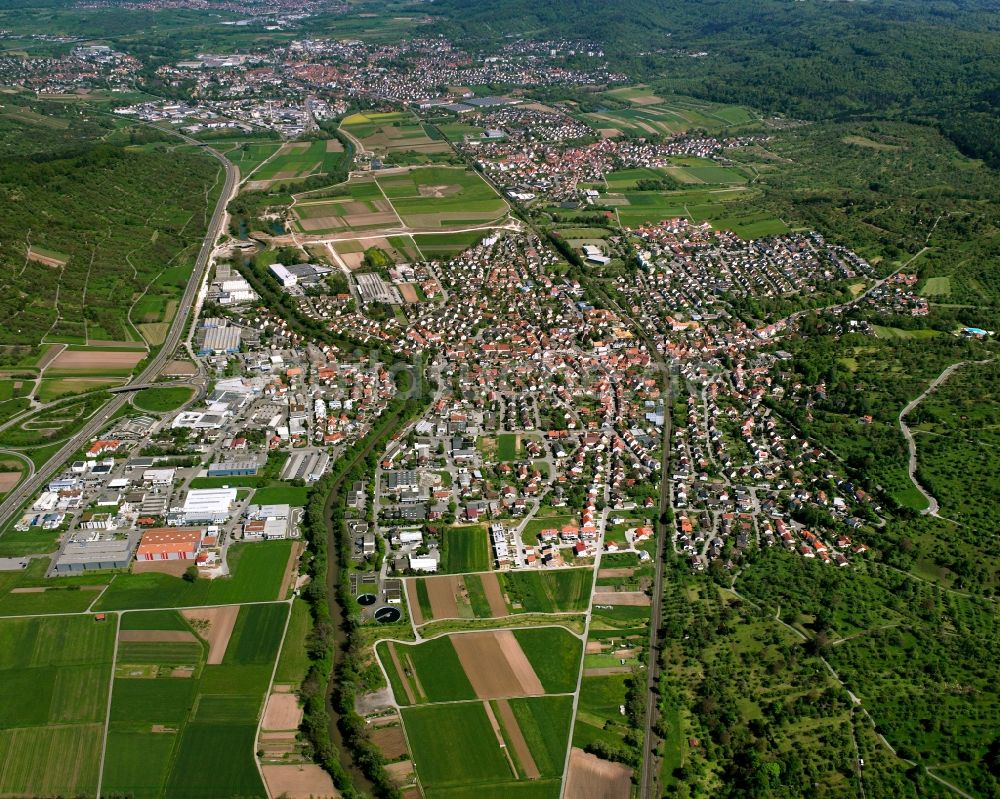 Winterbach von oben - Stadtansicht vom Innenstadtbereich in Winterbach im Bundesland Baden-Württemberg, Deutschland
