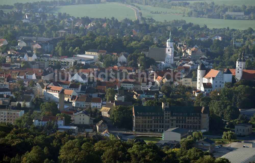 Wurzen von oben - Stadtansicht vom Innenstadtbereich in Wurzen im Bundesland Sachsen