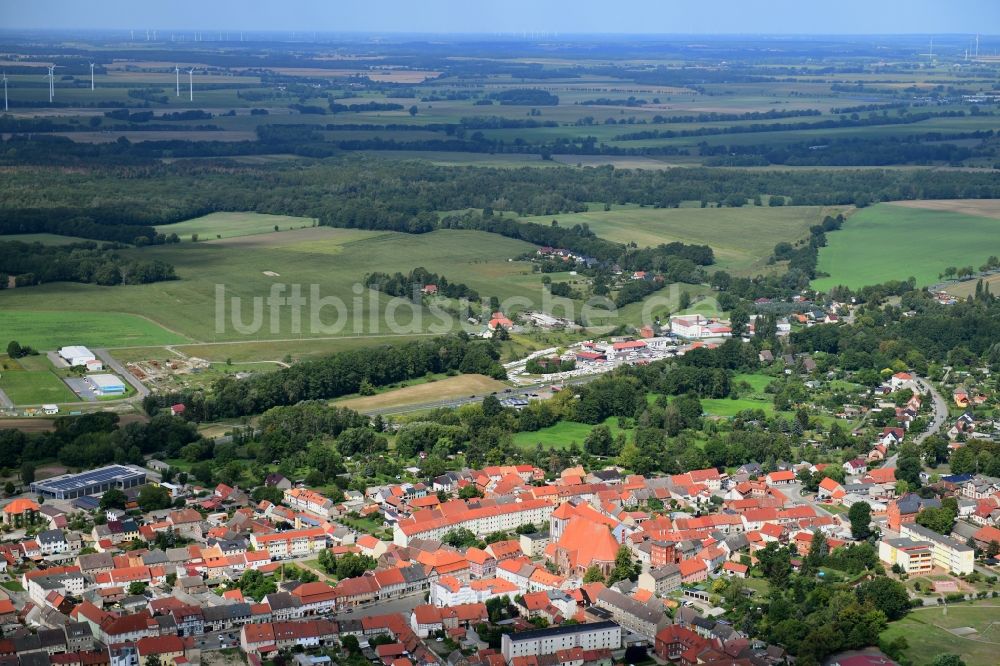 Luftaufnahme Wusterhausen/Dosse - Stadtansicht vom Innenstadtbereich in Wusterhausen/Dosse im Bundesland Brandenburg, Deutschland