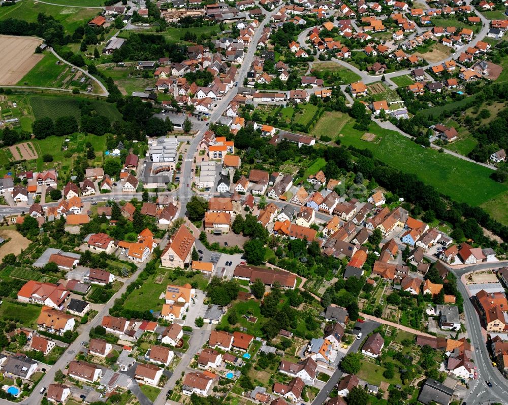 Zaberfeld von oben - Stadtansicht vom Innenstadtbereich in Zaberfeld im Bundesland Baden-Württemberg, Deutschland