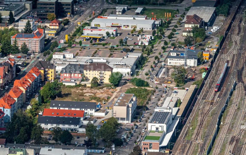 Luftbild Offenburg - Stadtansicht vom Innenstadtbereich Zwischen Okenstrasse und Bahnanlage in Offenburg im Bundesland Baden-Württemberg, Deutschland