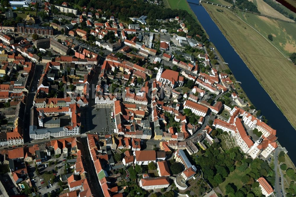 Luftbild Torgau - Stadtansicht des Innenstadtbereiches der Altstadt in Torgau im Bundesland Sachsen