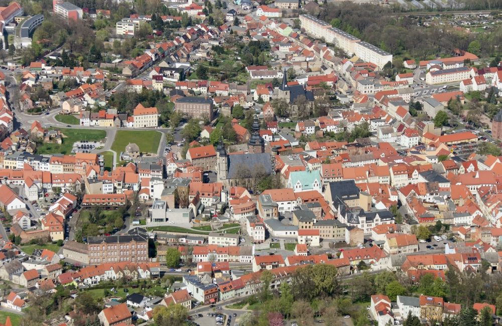 Luftaufnahme Lutherstadt Eisleben - Stadtansicht des Innenstadtbereiches derLutherstadt Eisleben im Bundesland Sachsen-Anhalt