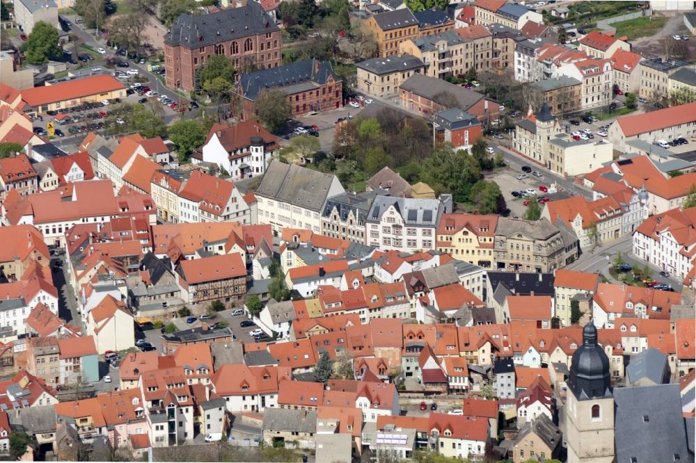 Lutherstadt Eisleben von oben - Stadtansicht des Innenstadtbereiches derLutherstadt Eisleben im Bundesland Sachsen-Anhalt