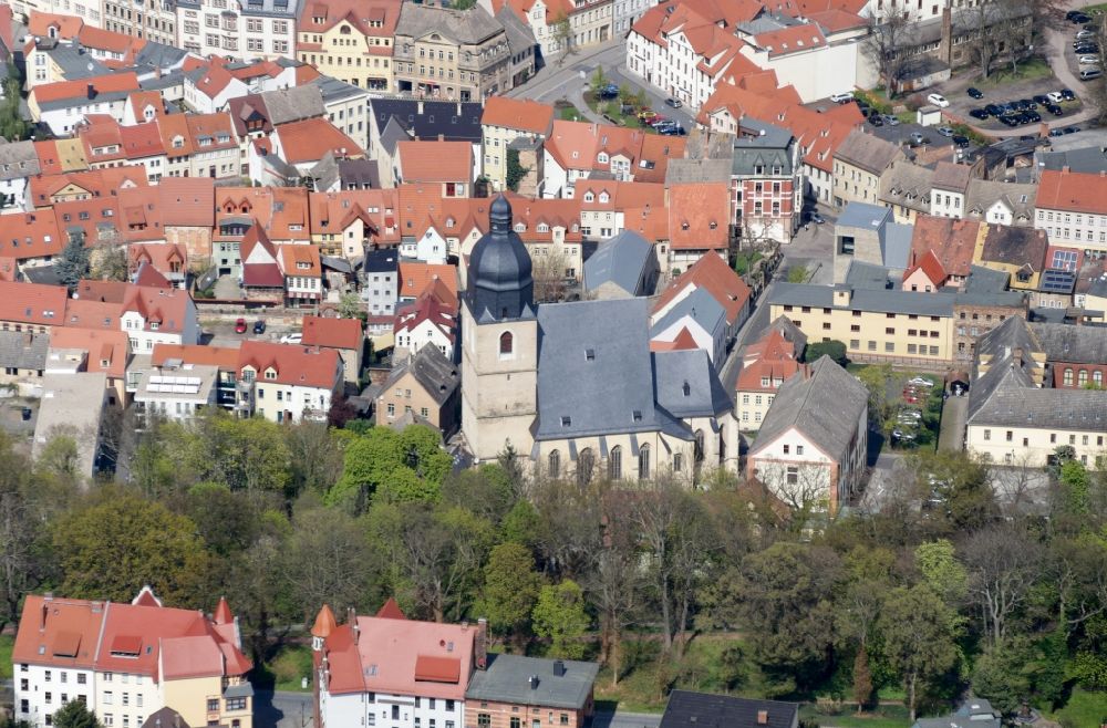 Lutherstadt Eisleben aus der Vogelperspektive: Stadtansicht des Innenstadtbereiches derLutherstadt Eisleben im Bundesland Sachsen-Anhalt