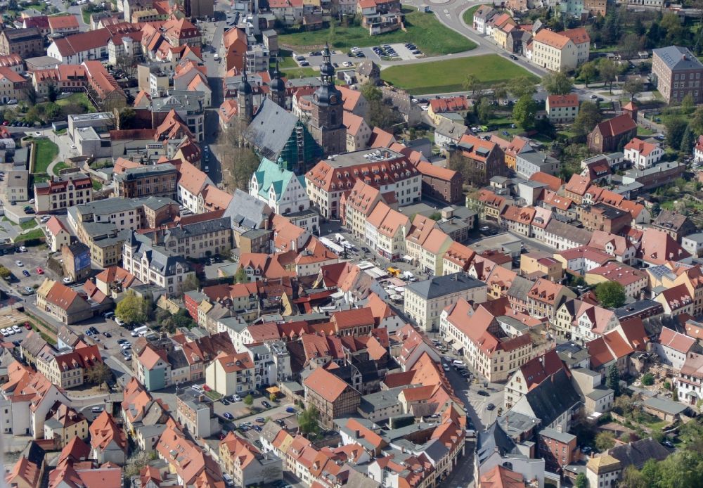 Lutherstadt Eisleben von oben - Stadtansicht des Innenstadtbereiches derLutherstadt Eisleben im Bundesland Sachsen-Anhalt
