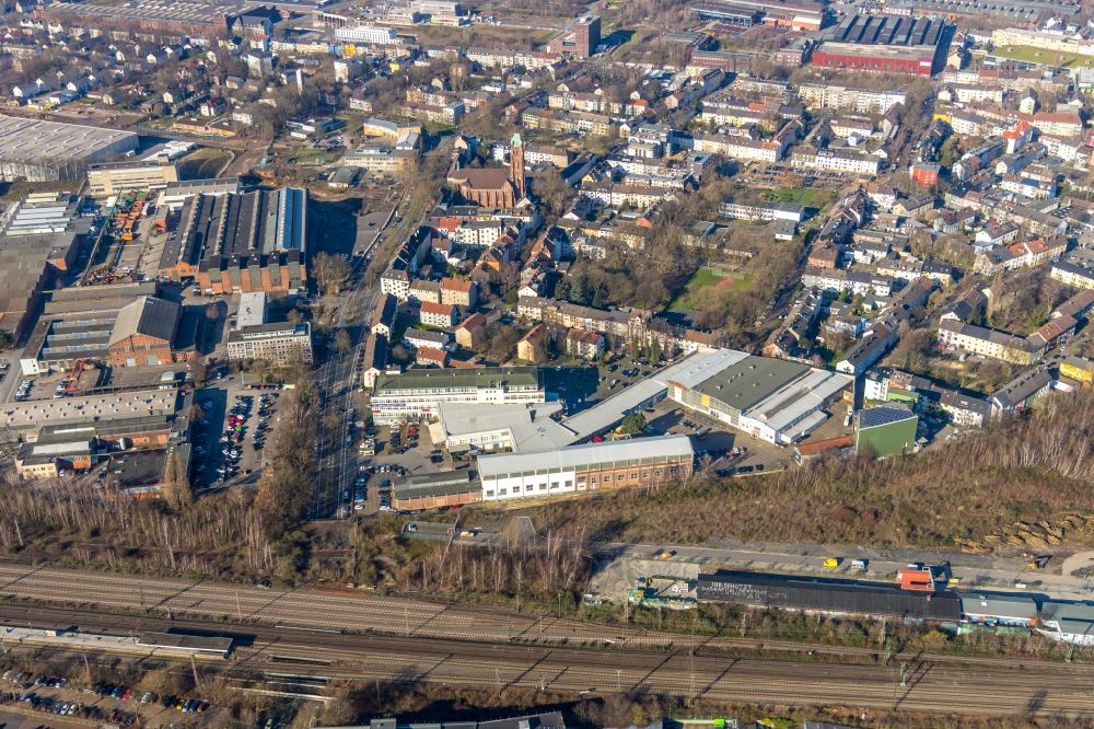 Bochum aus der Vogelperspektive: Stadtansicht des Innenstadtbereiches entlang der Bessemerstraße in Bochum im Bundesland Nordrhein-Westfalen, Deutschland