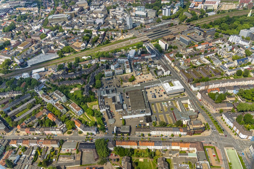 Luftbild Bochum - Stadtansicht des Innenstadtbereiches entlang der Oskar-Hoffmann-Straße Ecke Universitätsstraße in Bochum im Bundesland Nordrhein-Westfalen, Deutschland