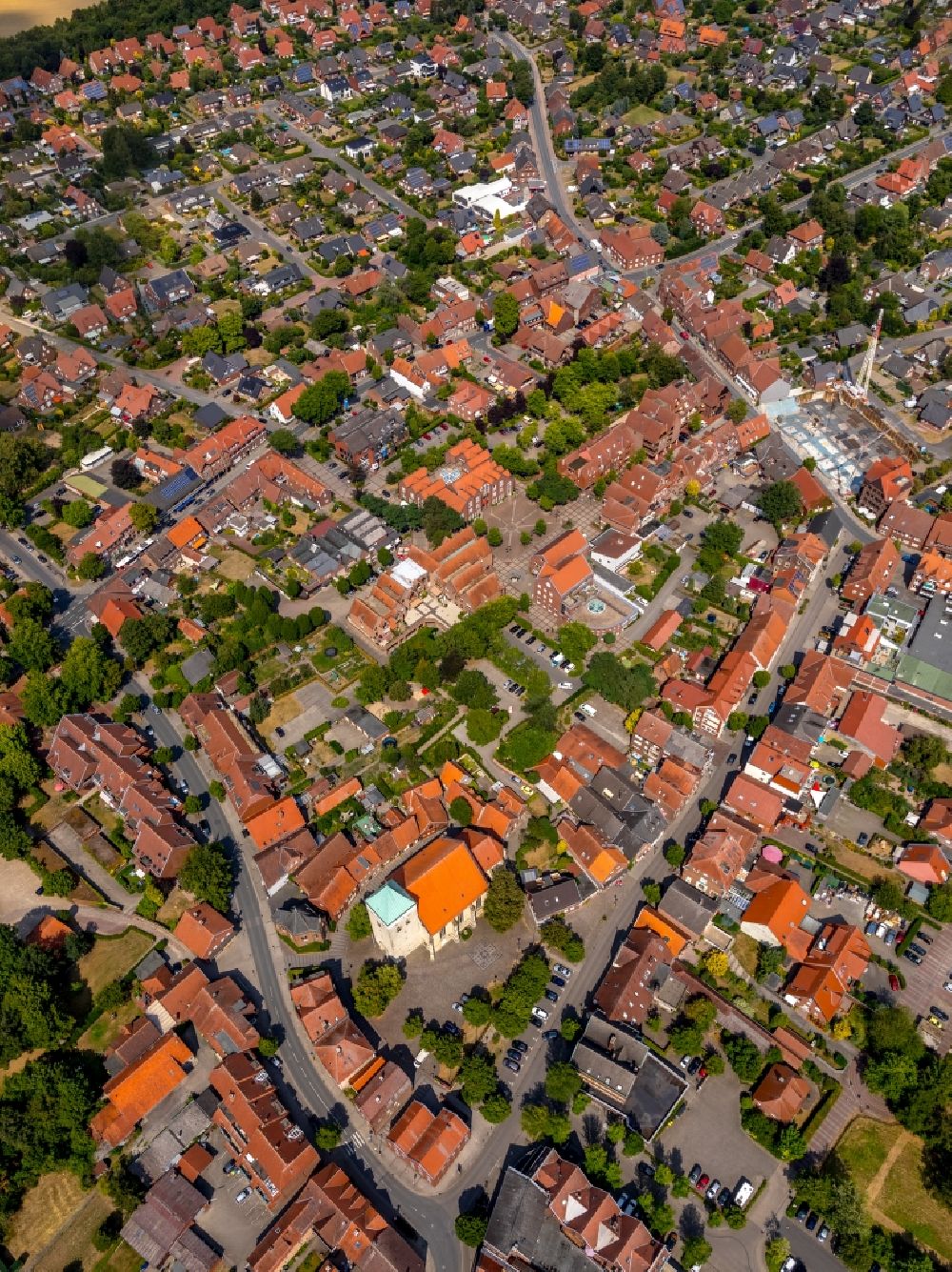 Luftaufnahme Everswinkel - Stadtansicht des Innenstadtbereiches in Everswinkel im Bundesland Nordrhein-Westfalen, Deutschland