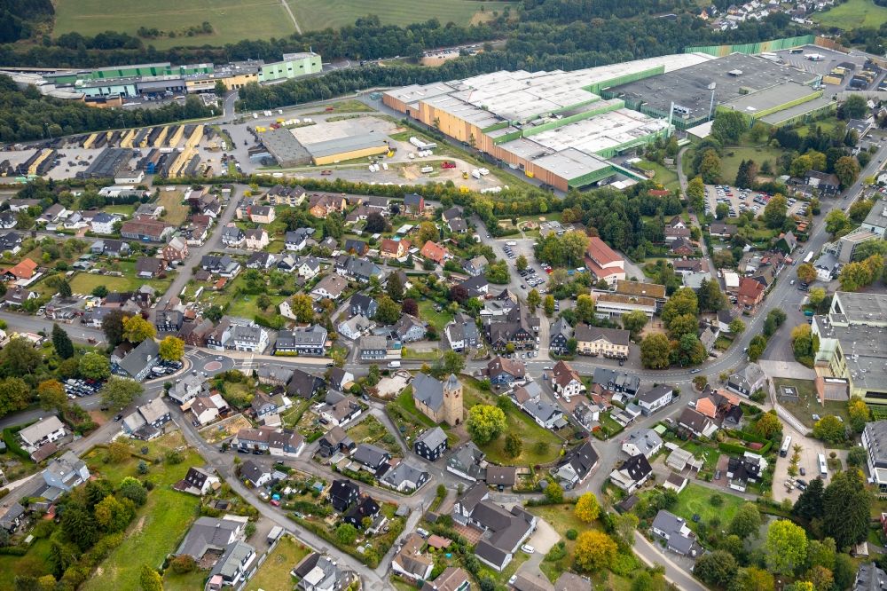 Krombach aus der Vogelperspektive: Stadtansicht des Innenstadtbereiches in Krombach im Bundesland Nordrhein-Westfalen, Deutschland