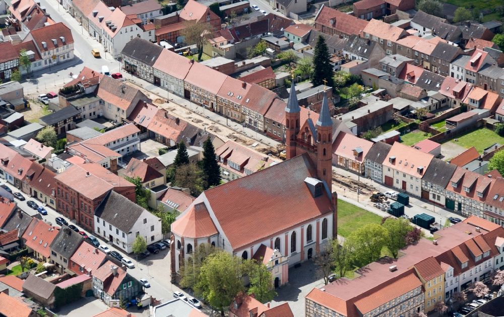 Kyritz aus der Vogelperspektive: Stadtansicht des Innenstadtbereiches in Kyritz im Bundesland Brandenburg
