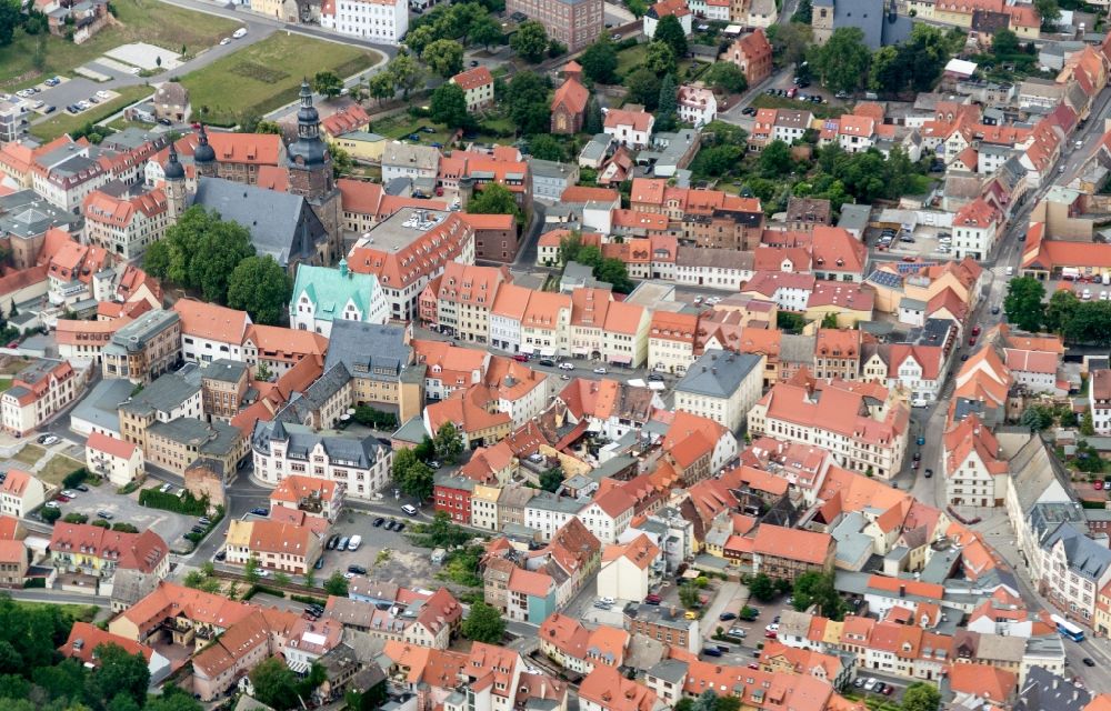 Luftaufnahme Lutherstadt Eisleben - Stadtansicht des Innenstadtbereiches der Lutherstadt Eisleben im Bundesland Sachsen-Anhalt