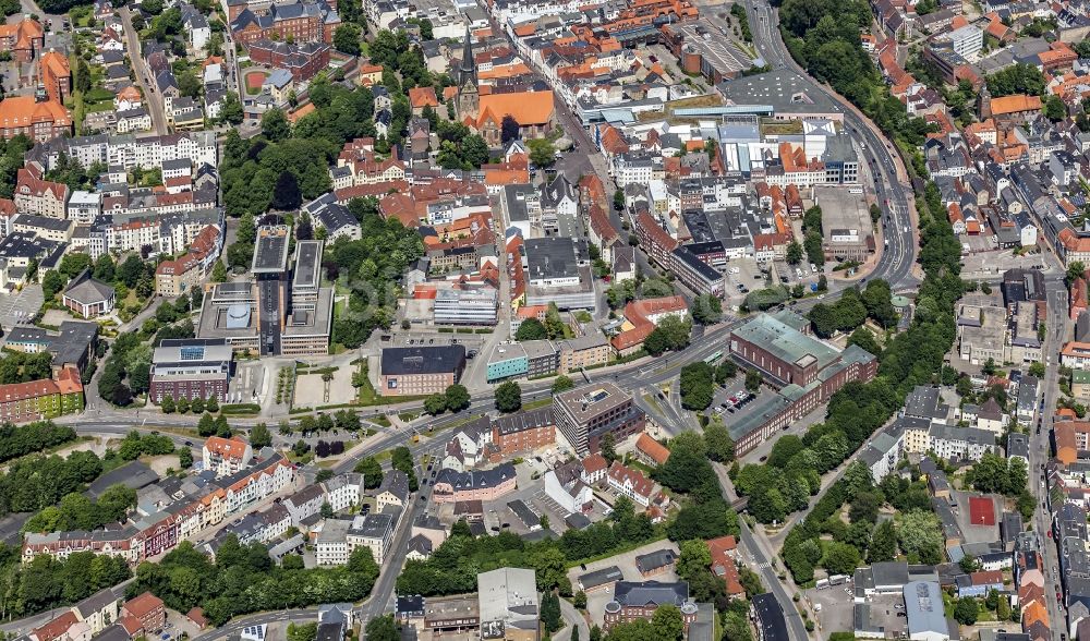 Flensburg von oben - Stadtansicht des Innenstadtbereiches südliche Altstadt in Flensburg im Bundesland Schleswig-Holstein, Deutschland